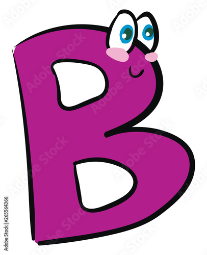 Happy letter B alphabet emoji vector or color illustration