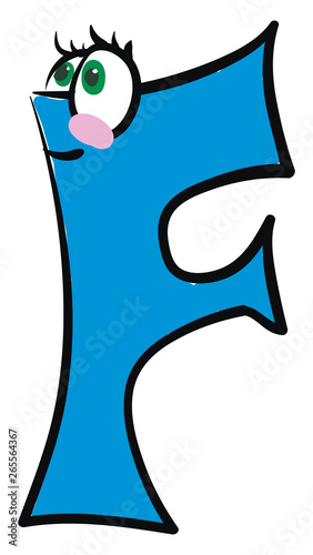 Happy letter F alphabet emoji vector or color illustration