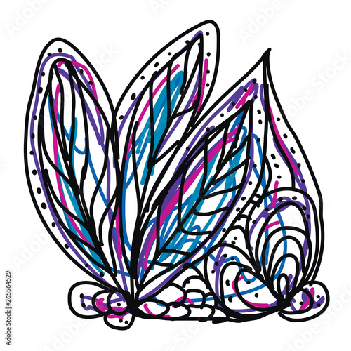 Colorful sketch with few decorative leaves ornaments  vector or color illustration