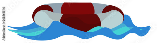 Painting of a lifebelt that stays afloat in the sea vector or color illustration