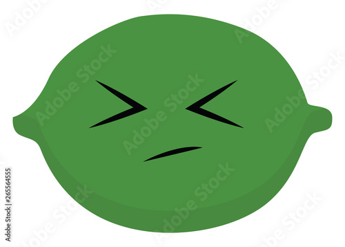 Emoji sad green lime vector or color illustration