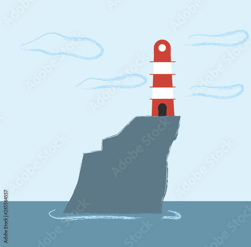 A cartoon lighthouse vector or color illustration