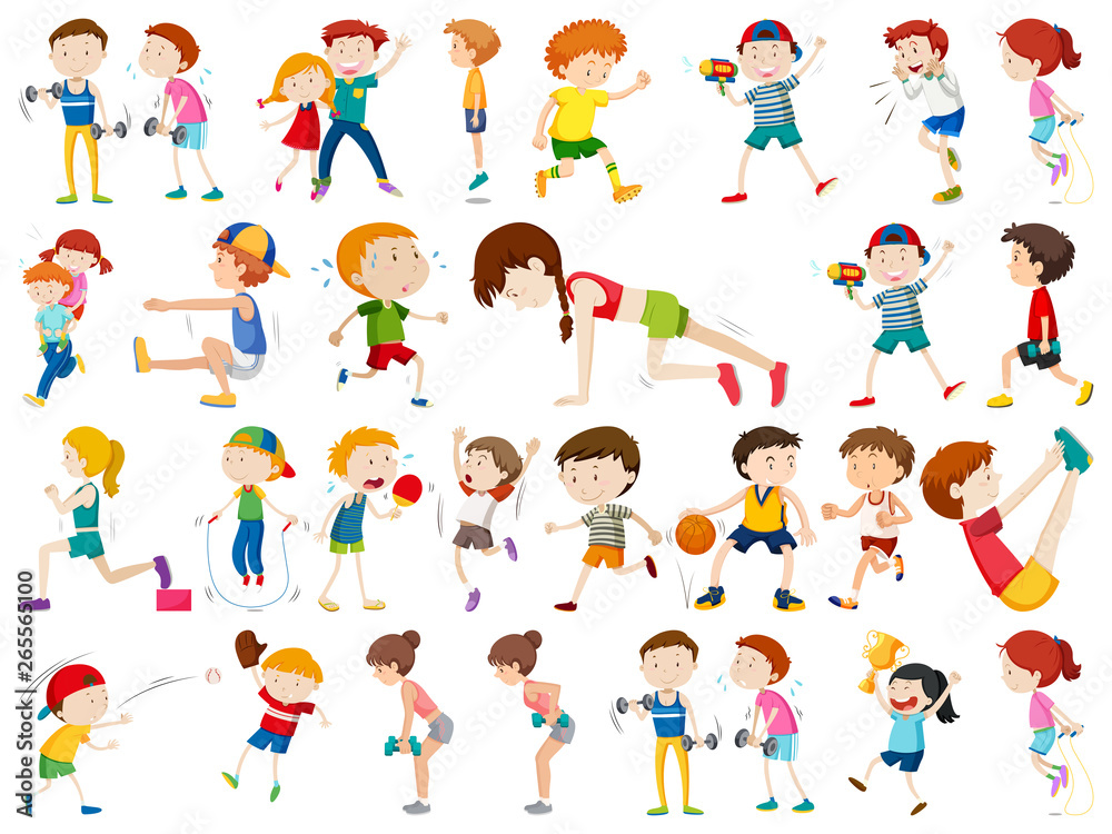 Set of exercise people character Set of exercise people character