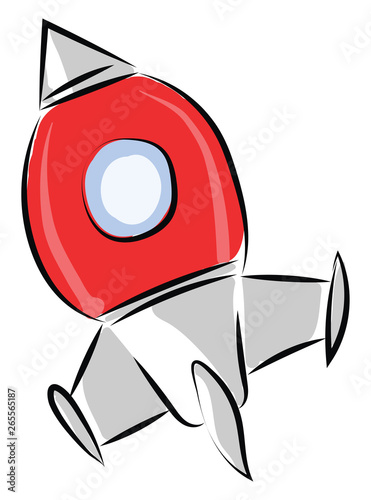 Clipart of a red-colored rocket over white background vector or color illustration