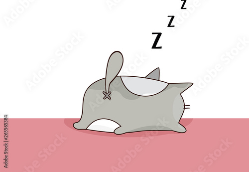 Emoji of a cat snoring while sleeping vector or color illustration