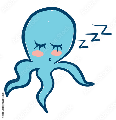 Clipart of a blue-colored sleeping octopus vector or color illustration