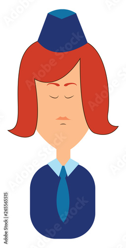 Clipart character of a stewardess in her blue uniform vector or color illustration