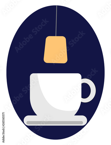 Tea bag about to get dipped in white clay with saucer vector or color illustration