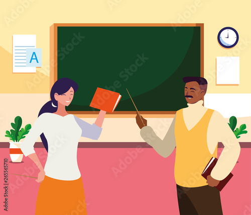 interracial teachers couple in the classroom characters