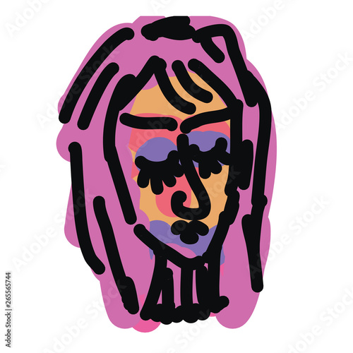 A colorful painting of an artistic woman vector or color illustration