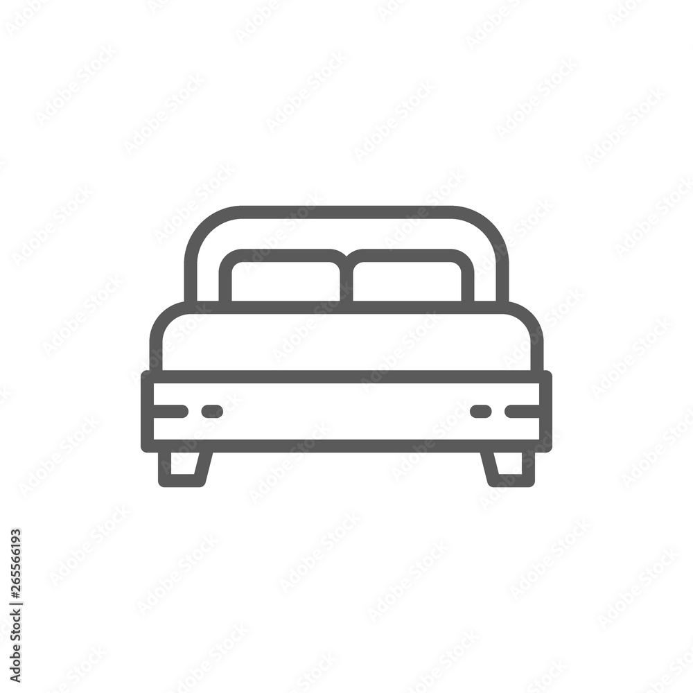 Double bed line icon.