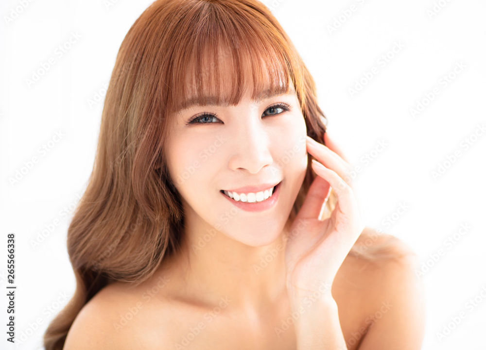 smiling beauty with natural make up and skin care concept smiling beauty with natural make up and skin care concept