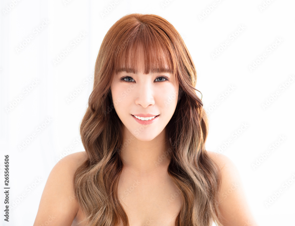 smiling beauty with natural make up and skin care concept