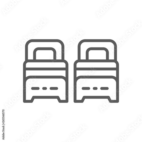 Two single beds line icon.