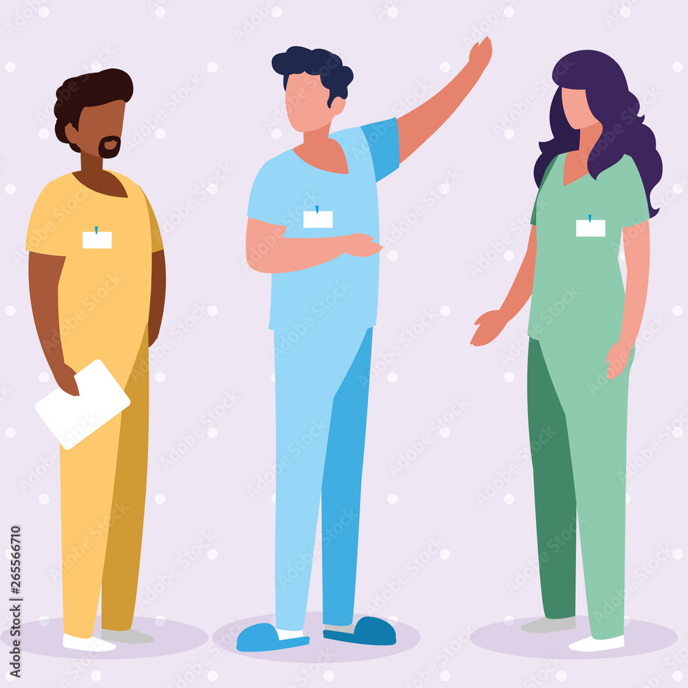 Obraz premium interracial group medicine workers with uniform characters