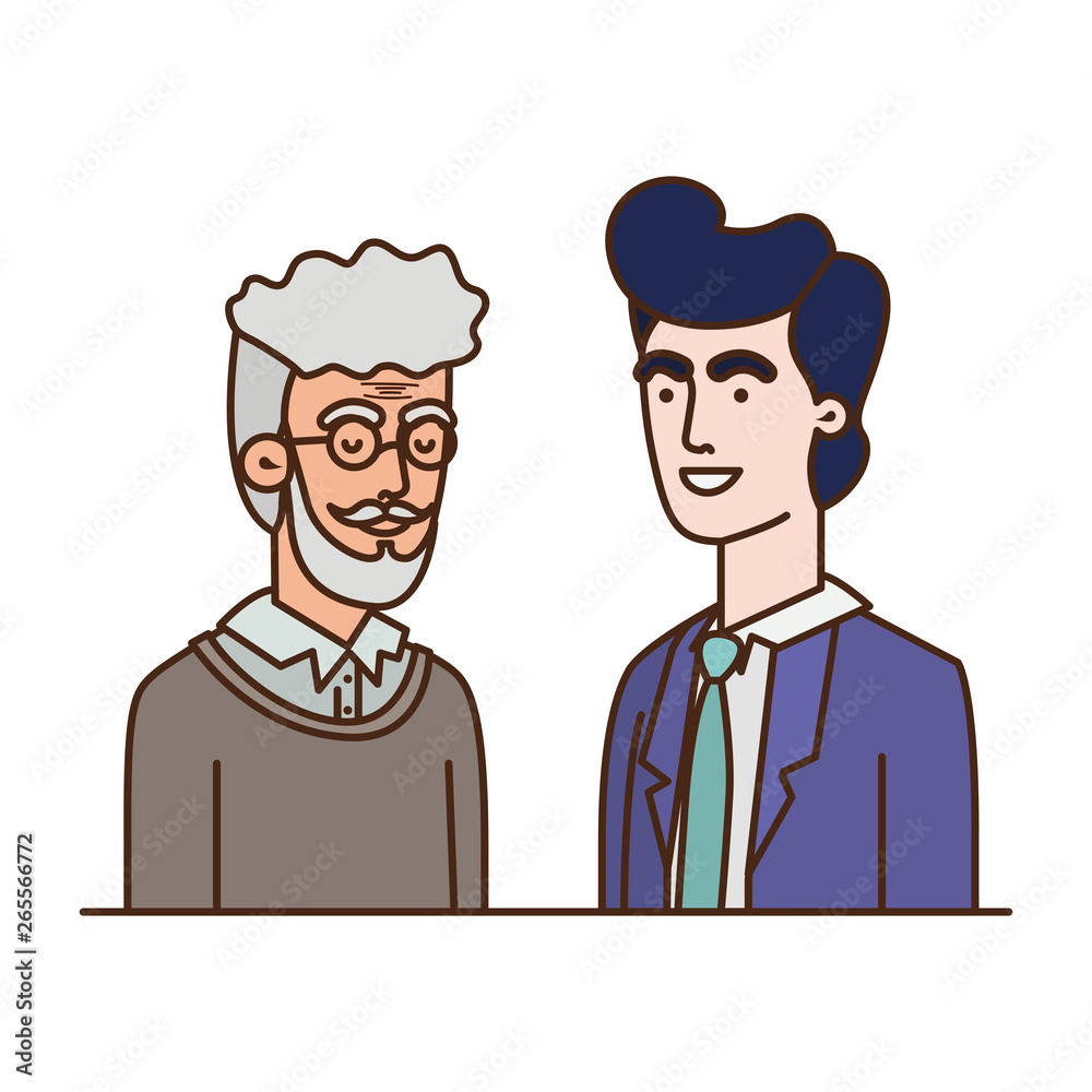 father with son talking avatar character