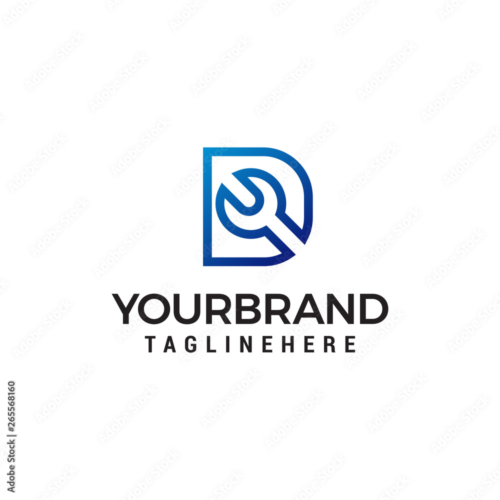 letter d wrench logo design concept template vector letter d wrench logo design concept template vector