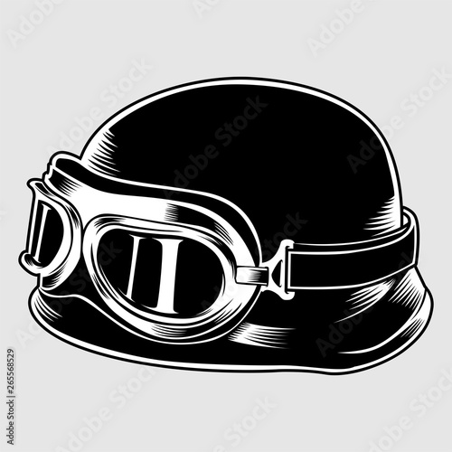 Retro vintage Helmet With Goggles.vector