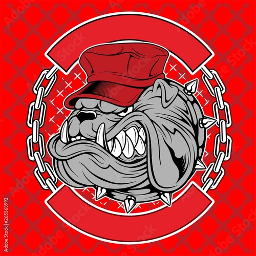 bulldogs wear caps and chains hand drawing vector