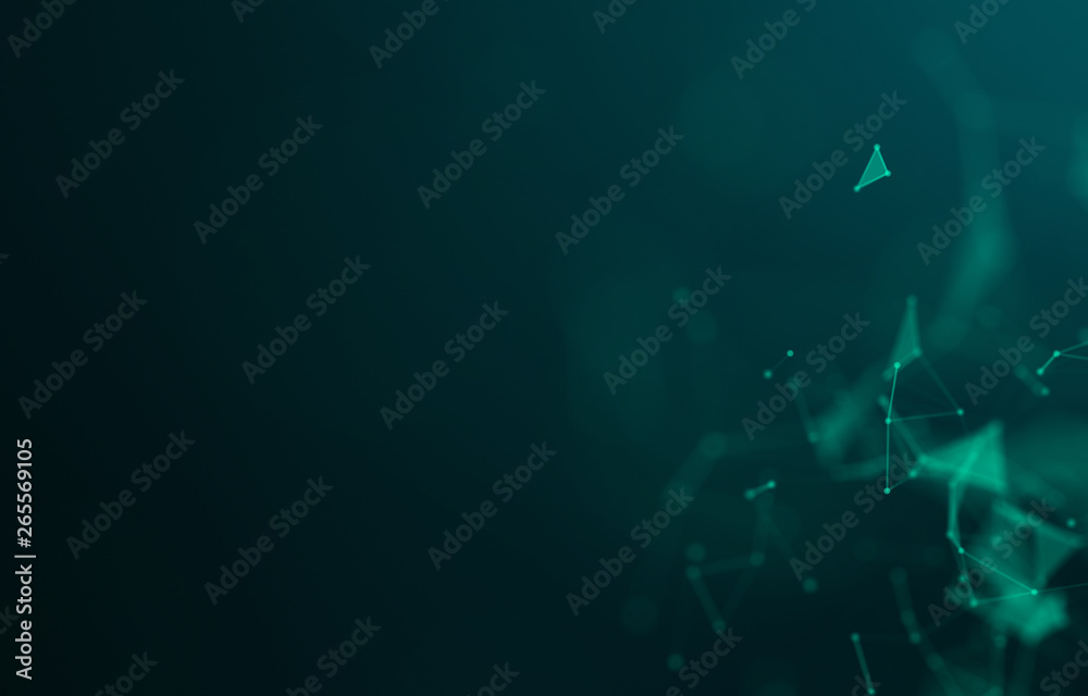 Fototapeta premium Abstract polygonal space low poly dark background with connecting dots and lines. Connection structure. 3d rendering - Illustration