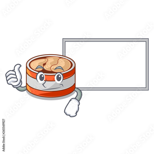 Thumbs up with board canned tuna isolated with in mascot