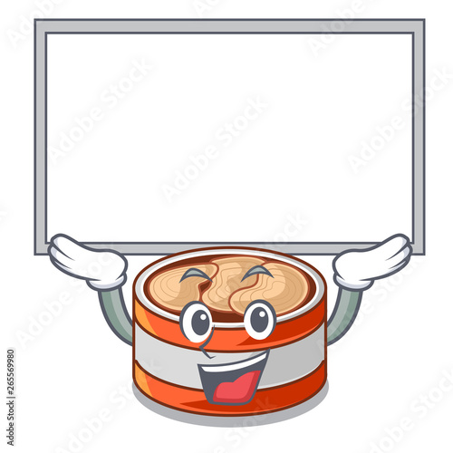 Up board canned tuna isolated with in mascot