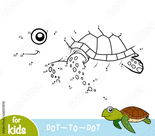 Numbers game, dot to dot game for children, Turtle