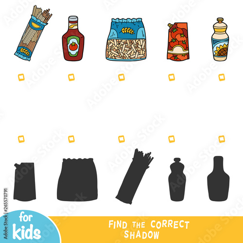 Find the correct shadow, education game, food set