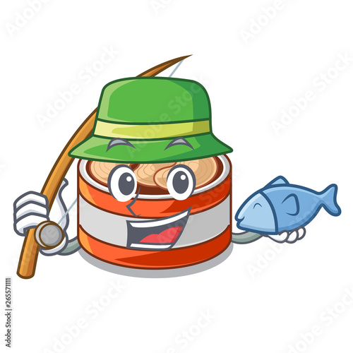 Fishing canned tuna in the cartoon shape