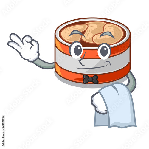 Waiter canned tuna in the cartoon shape