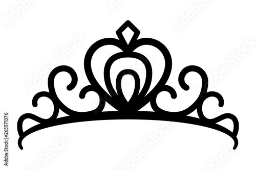 Princes tiara crown or royal diadem line art vector icon for apps and websites photo