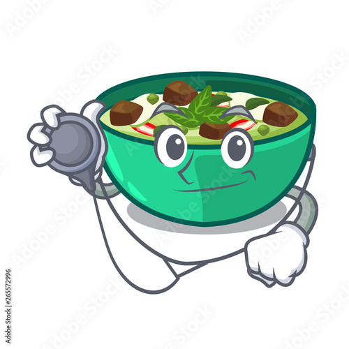 Doctor green churry served in cartoon bowl photo