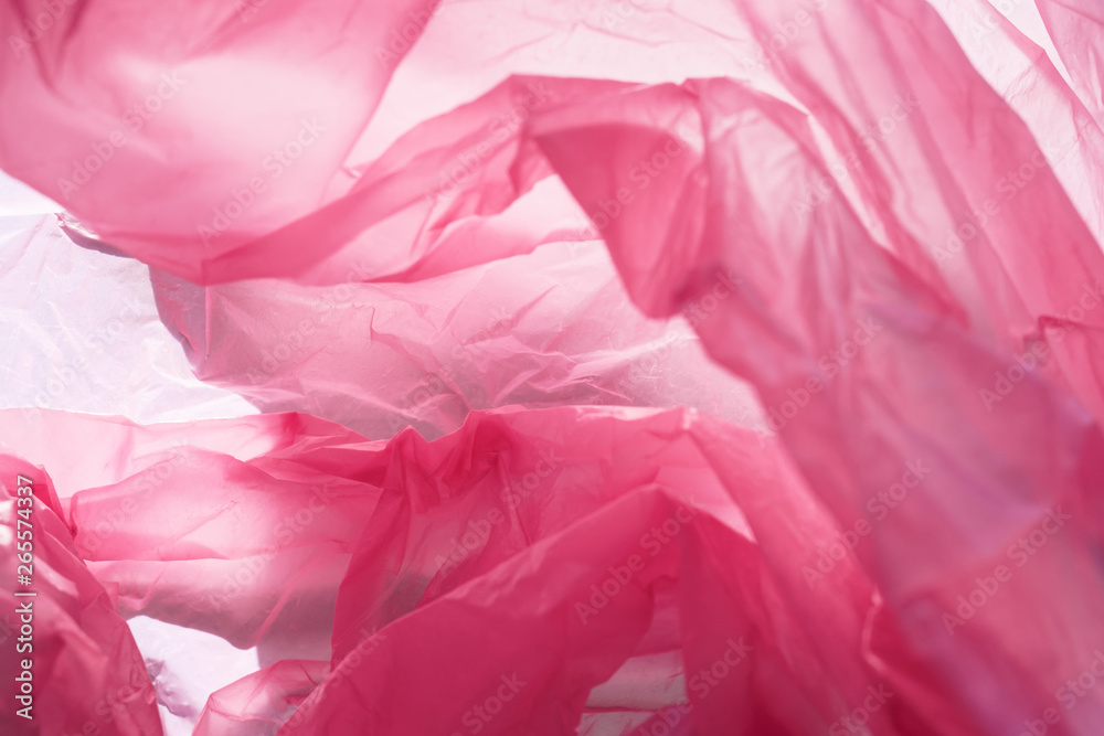 Pink package from the inside. Abstract background.