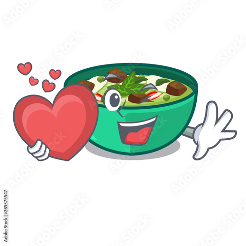 With heart green curry in the character shape