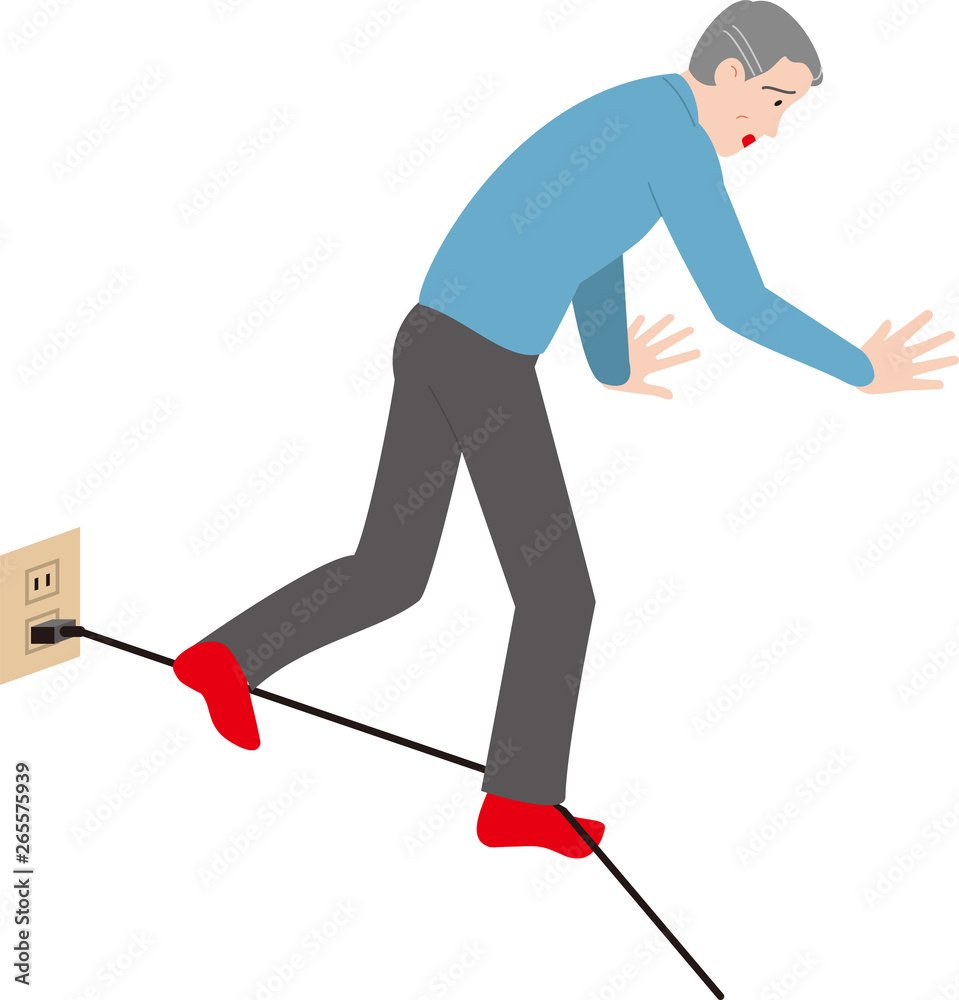 高齢者の家庭内事故 電気コードに躓く Stock Vector Adobe Stock