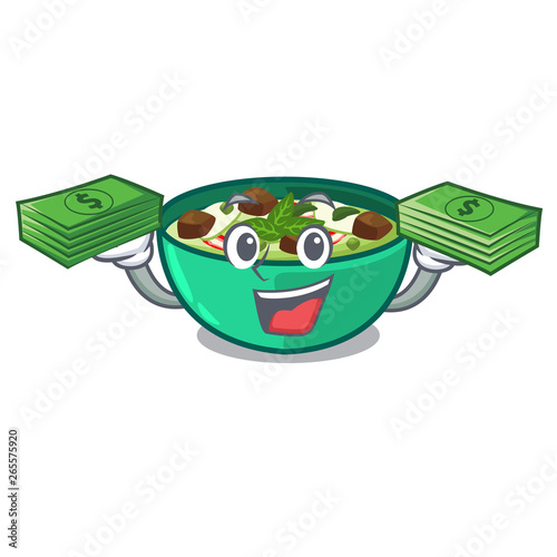 With money bag green curry in the character shape photo