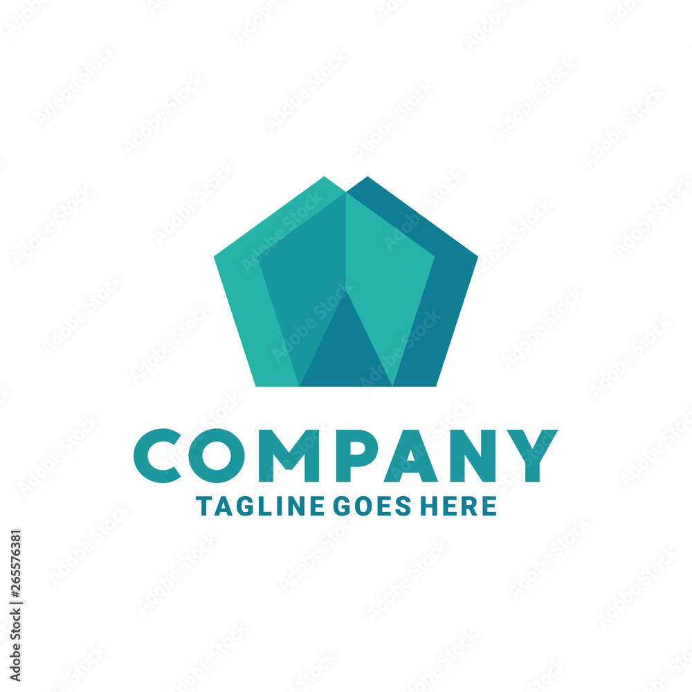 Flat Geometric Logo Design With Hexagon Shape For Companies Flat Geometric Logo Design With Hexagon Shape For Companies