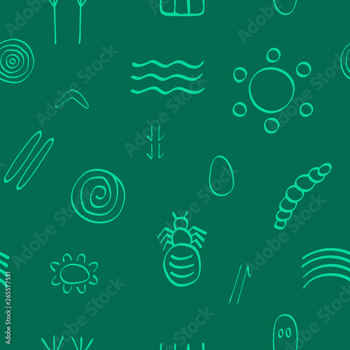 Seamless pattern with australian aboriginal symbols