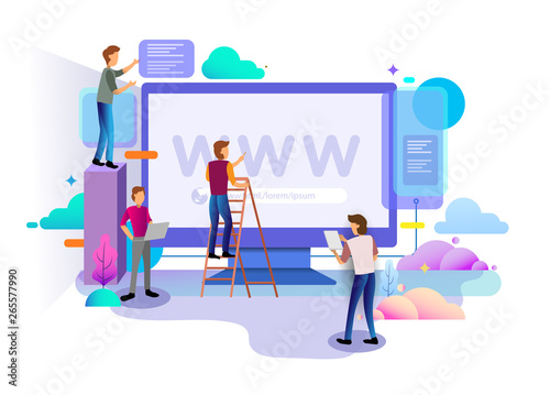 Web design homepage concept of desktop Illustration. business strategy, analytics and brainstorming. Modern flat design concepts for website design ui/ux and mobile website development.