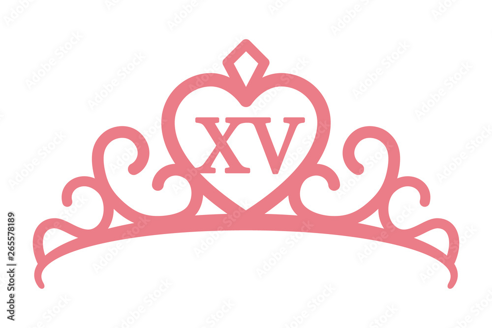 Quinceañera or quinceanera crown tiara with the number 15 inside line art  vector icon Stock Vector | Adobe Stock