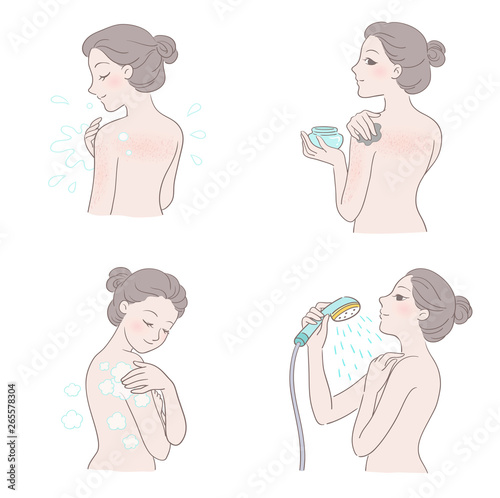 Women use bath salt to remove keratin