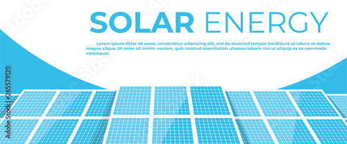 Solar energy panels. Solar batteries isolated on a white background. Clear modern design. Simple design, banner template. Beautiful background. Flat style vector illustration.