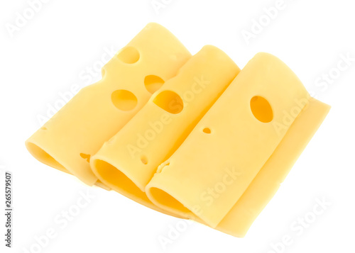 slices of cheese isolated on white background