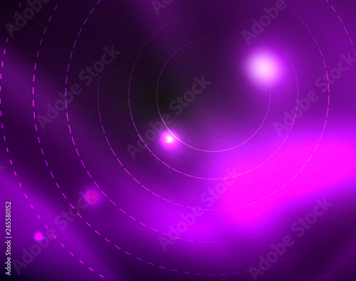 Dark space with neon color glowing lights abstract background