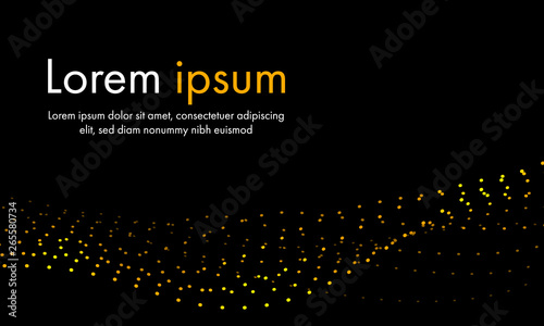 Abstract yellow glittering curve flowing on black background vector