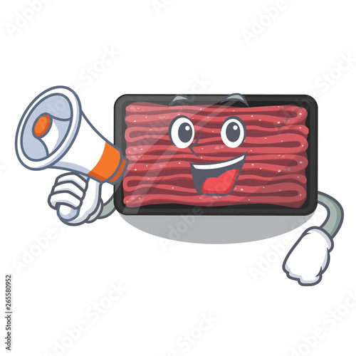 With megaphone minced meat isolated in the character