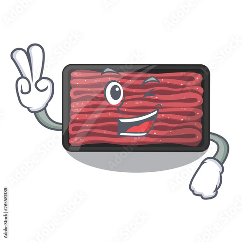 Two finger minced meat on a mascot plate
