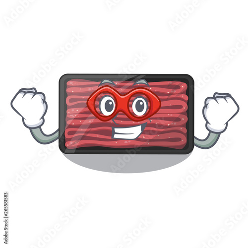 Super hero minced meat on a mascot plate