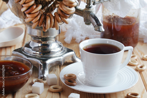 Traditional Russian tea party still life