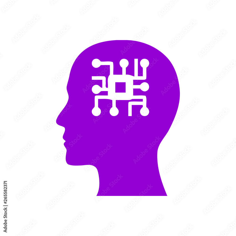 digital human head, brain, technology, head, memory, creative technology mind, artificial intelligence dark violet color icon digital human head, brain, technology, head, memory, creative technology mind, artificial intelligence dark violet color icon